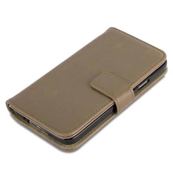 Cadorabo Fodral Samsung Galaxy S5 / S5 NEO BRUN CAPPUCINO LYX Magnetisk Fodral Fodral stöder stativ och kortplats
