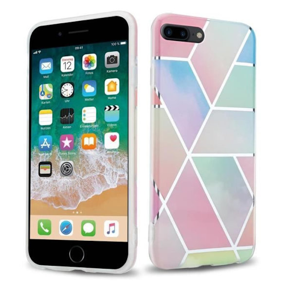 Fodral till Apple iPhone 7 PLUS / 7S PLUS / 8 PLUS i regnbågsmarmor nr 11 - CADORABO - Silikon TPU Regnbåge
