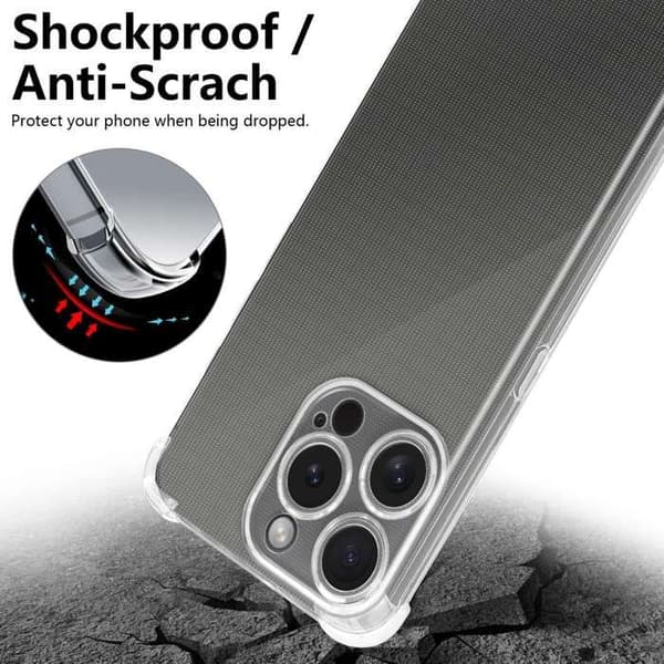Transparent stötsäker silikonfodral för iPhone 15 PRO MAX Vit