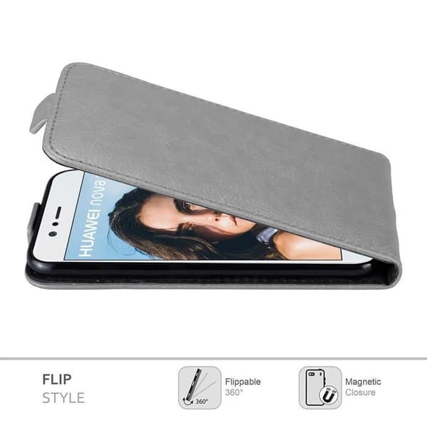 Etui för Huawei NOVA 2 Flip Case i TITAN GRÅ Skydd Grå