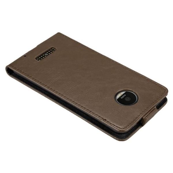 Flip-fodral - CADORABO - Motorola MOTO Z - Brunt konstläder - Magnetisk stängning - Komplett skydd kastanj