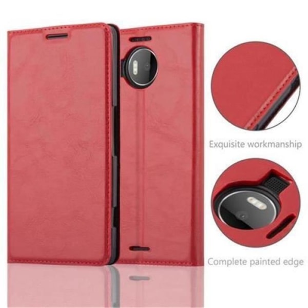 Nokia Lumia 950 XL Fodral i APPLE RED från Cadorabo (INVISIBLE MAGNETIC CLOSURE Design) Helt skyddsfodral med