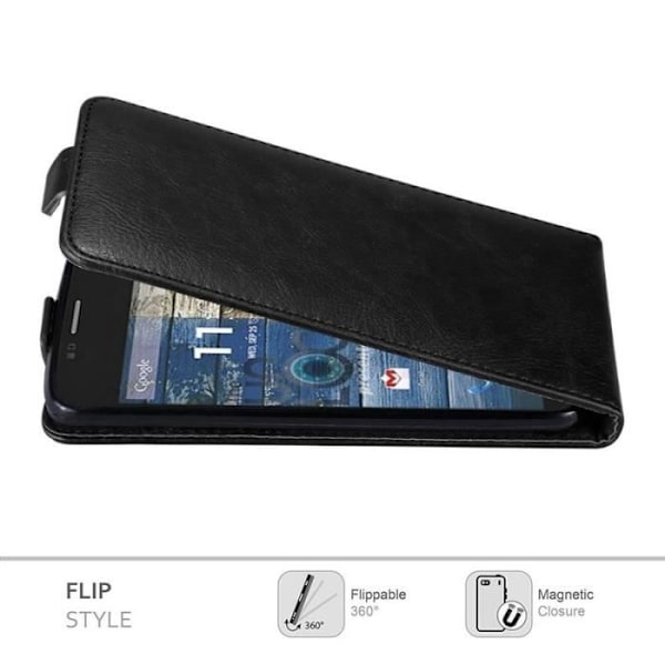 Skyddsfodral - CADORABO - Motorola MOTO G2 - Syntetläder - Flip - Magnetstängning Svart