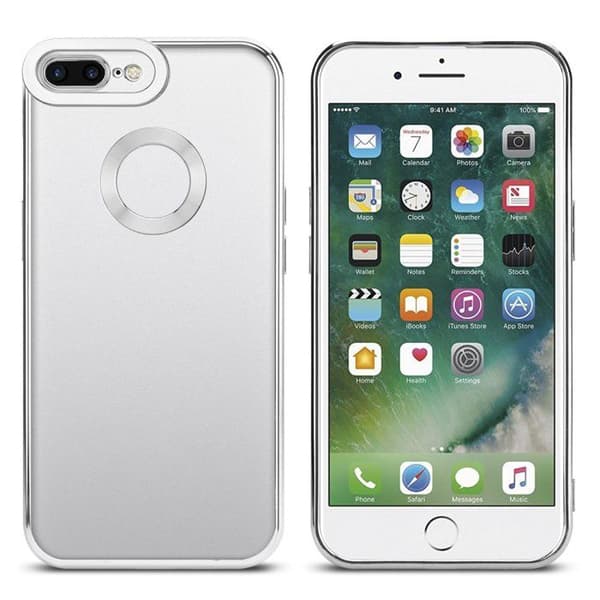 Transparent skal för iPhone 7 PLUS / 7S PLUS / 8 PLUS - Silver Stötskydd Chrome Design Vit