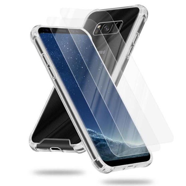 Fodral och 2x härdade skyddsglasögon för Samsung Galaxy S8 i TRANSPARENT Hybridfodral