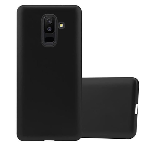 Cadorabo Fodral fungerar med Samsung Galaxy A6 PLUS 2018 i METALLIC BLACK - Stötsäkert och reptåligt TPU silikonskydd -