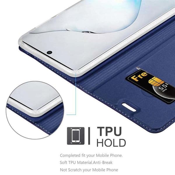 Flip-fodral för Samsung Galaxy NOTE 10 i MÖRKBLAU CLASSY Plånbok Stötsäker Blå