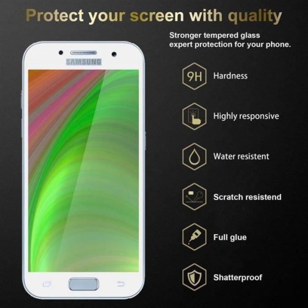 Cadorabo helskärmsskydd för Samsung Galaxy A7 2017 i TRANSPARENT med vitt härdat härdat skärmglas TRANSPARENT