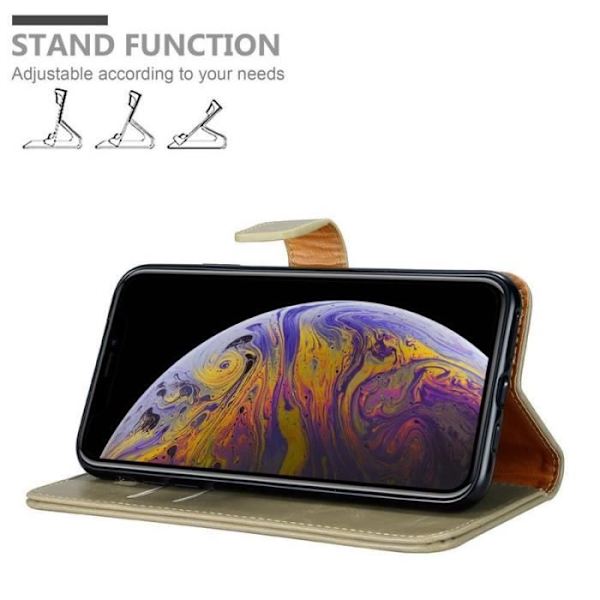 Fodral till Apple iPhone XS MAX - CADORABO - Brun - Imiterat läder - Stativfunktion - Kortfack kastanj