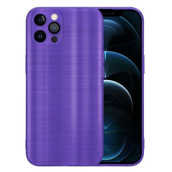 Skal för iPhone 12 PRO MAX Borstad Lila Kameraskydd Violett