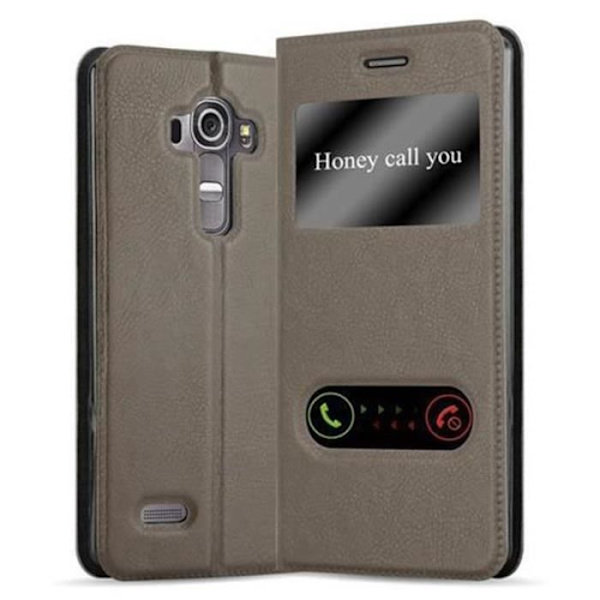 LG G4 - G4 PLUS Fodral i STONE BROWN av Cadorabo (Design VIEW) Helt skyddande fodral med flipskydd, horisontellt stativ