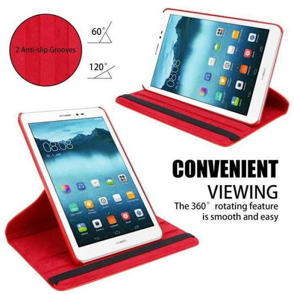 Cadorabo Fodral för Huawei MediaPad T1 8 (8.0" Zoll) i Röd - UTAN automatisk väckning