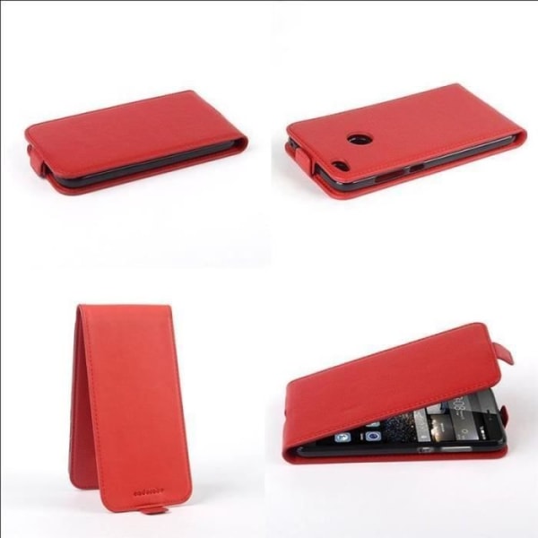Cadorabo Fodral Huawei ASCEND P8 LITE DESIGN FLIP Style Fodral Fodral Fodral konstläder Struktur KÖRSBÄRSRÖD