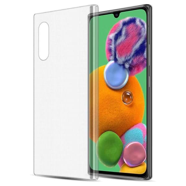 Transparent stötsäker silikonfodral för Samsung Galaxy A90 5G Vit