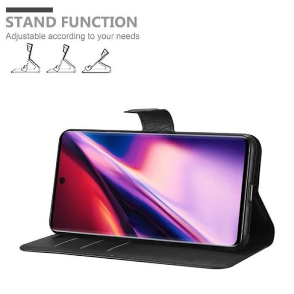 Coque - CADORABO - Samsung Galaxy NOTE 10 - Syntetiskt läder svart - Horisontellt stöd - 3 kortfickor Svart