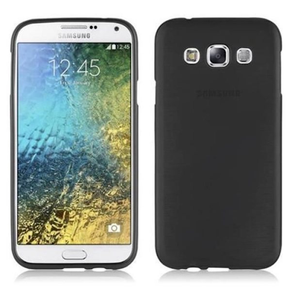 Samsung Galaxy E5 2015 (5) Fodral i JET BLACK från Cadorabo (BORSTAD METALL DESIGN) Ultramjukt silikongel TPU-fodral