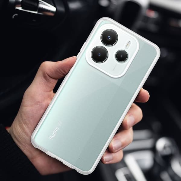Skal för Xiaomi RedMi Note 14 5G i transparent stöttålig silikon Vit