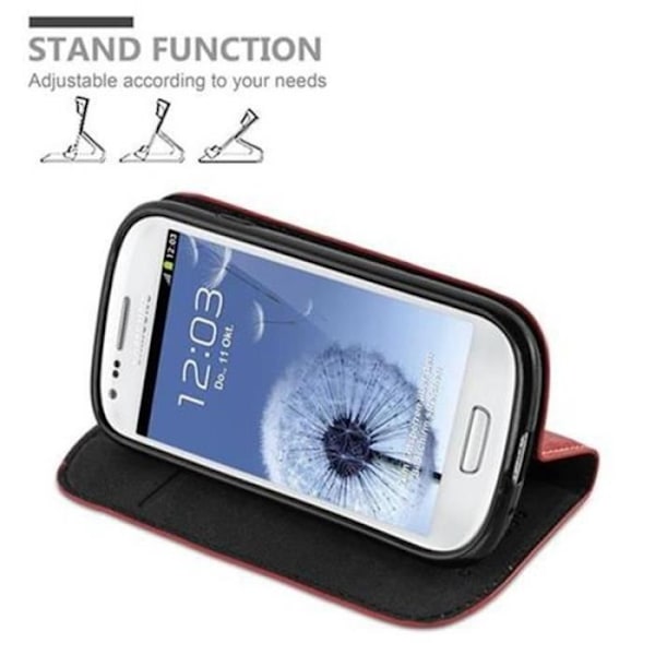 Cadorabo Fodral Samsung Galaxy S3 MINI RÖD Osynlig MAGNETISK STÄNGNING Fodral Fodral Stöder Stand Card Slot