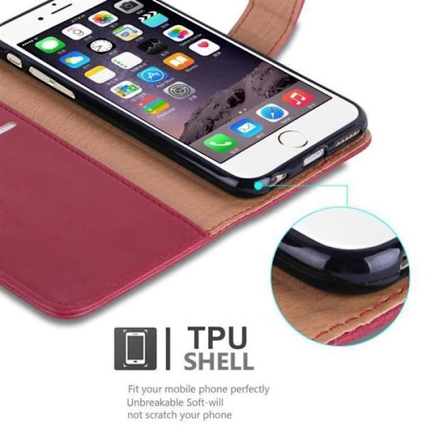 Apple iPhone 6 PLUS-fodral - iPhone 6S PLUS i KÖRSBÄRSRÖTT från Cadorabo (LYXIG Design) Helt skyddsfodral med flipflik