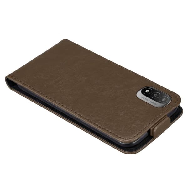 Etui för Motorola MOTO E20 / E30 / E40 Flip-fodral i MÖRK BRUN Skydd brun