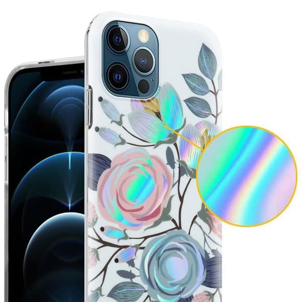 Skal för iPhone 12 PRO MAX i PIONER Blomsterdesign Skyddsetui Vit