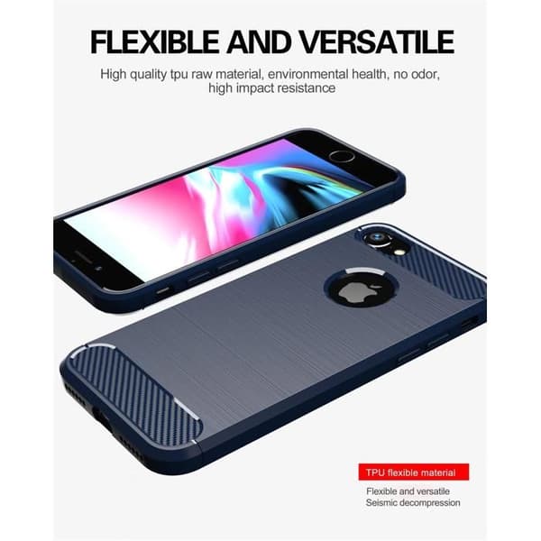 Skal för iPhone 7 / 7S / 8 BORSTAD BLÅ Kolfiberdesign Blå
