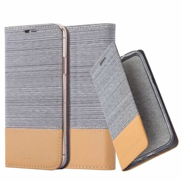 Etui för iPhone 13 MINI - CADORABO - Ljusgrå Brun - Konstläder - Magnetisk Stängning - Ställfunktion LJUSGRÅ BRUN