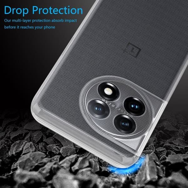 Transparent stötsäker silikonfodral för OnePlus 11 5G Vit