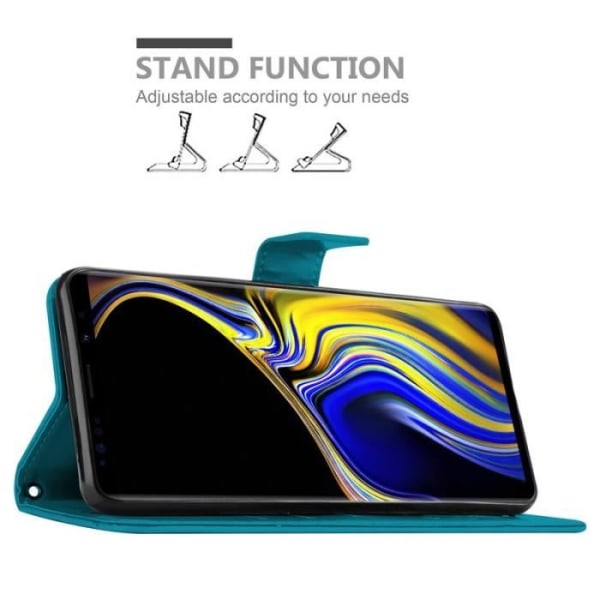Mobilskal för Samsung Galaxy NOTE 9 - CADORABO - Blommönster - Blå - Syntetläder Blå