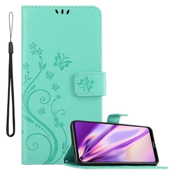 Fodral med lock för Nokia 5.4 Turquoise Floral Skydd Design Blommig Plånbok Blå