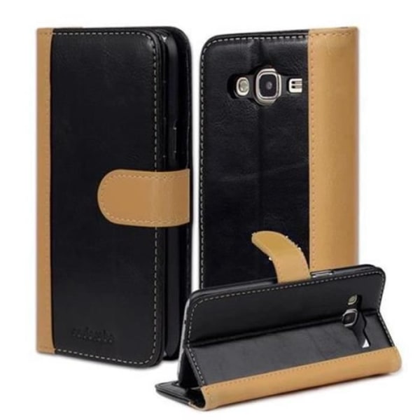 Cadorabo Fodral Samsung Galaxy J5 2015 (5) SVART KHAKI BICOLOR Magnetfodral Fodral Stöder stativ och kortplats