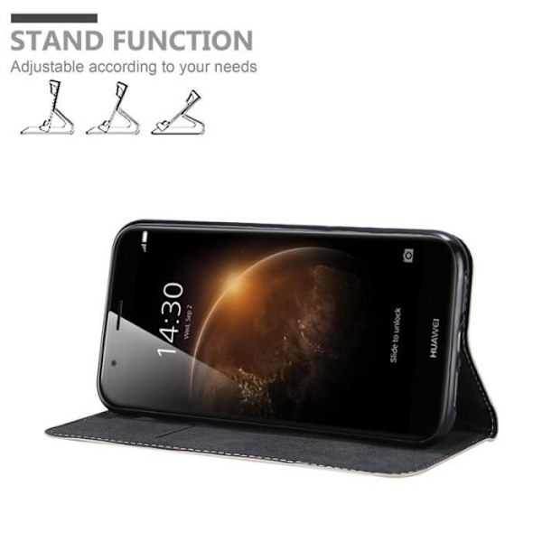Coque plånbok - CADORABO - Huawei G7 PLUS / G8 / GX8 - Syntetläder - Magnetstängning - Ställfunktion Svart