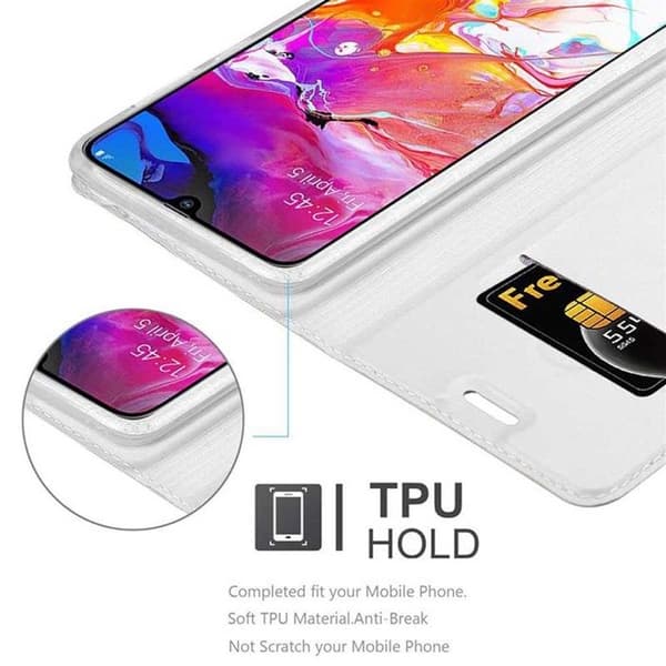 Flipfodral för Samsung Galaxy A70 / A70s Etui i KLASSISK SILVER Plånbok Stötsäker Grå