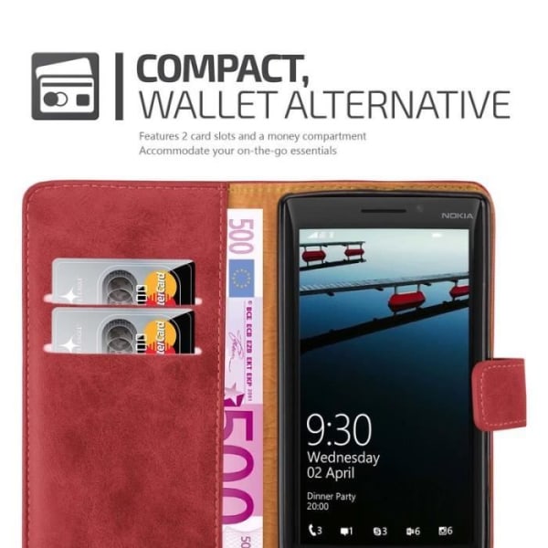 Nokia Lumia 930 Fodral i CHERRY RED by Cadorabo (LUXURY Design) Full Protection Fodral med Flip Cover och Stativ