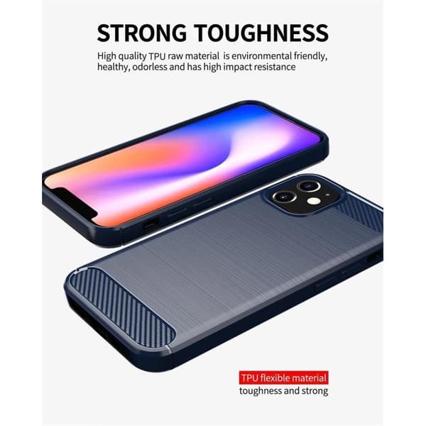 Skal för iPhone 12 MINI BORSTAD BLÅ Kolfiberdesign Blå
