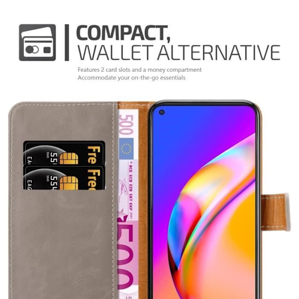 Fodral - CADORABO - Oppo A94 5G - Läderimitation - Brun - Stativfunktion Brun