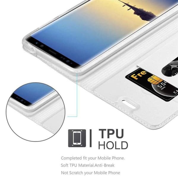 Flipfodral för Samsung Galaxy NOTE 8 Etui i KLASSISK SILVER Plånbok Stötsäker Grå