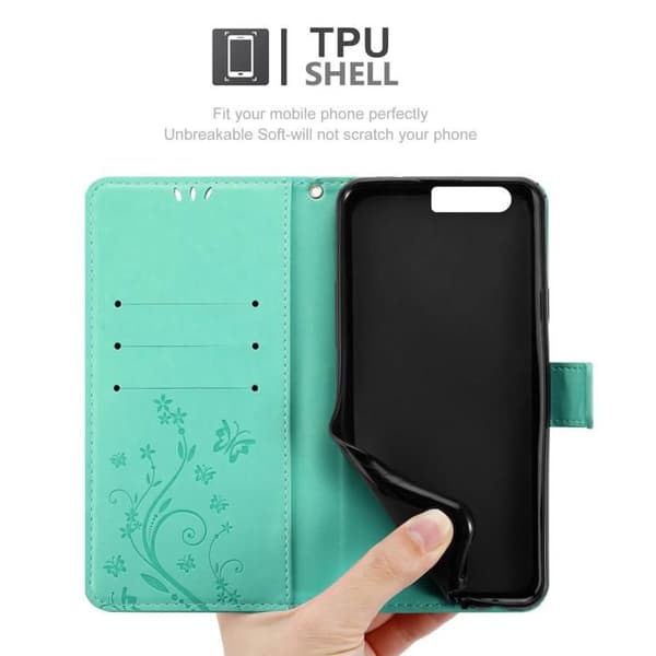 Fodral med lock för Honor 9 Turquoise Floral Skydd Design Blommig Plånbok Blå