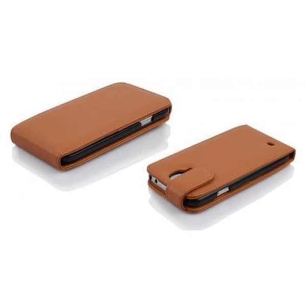 Cadorabo Fodral Samsung Galaxy MEGA 6.3 DESIGN FLIP Style Fodral Fodral Fodral konstläder Struktur HAZEL BRUN
