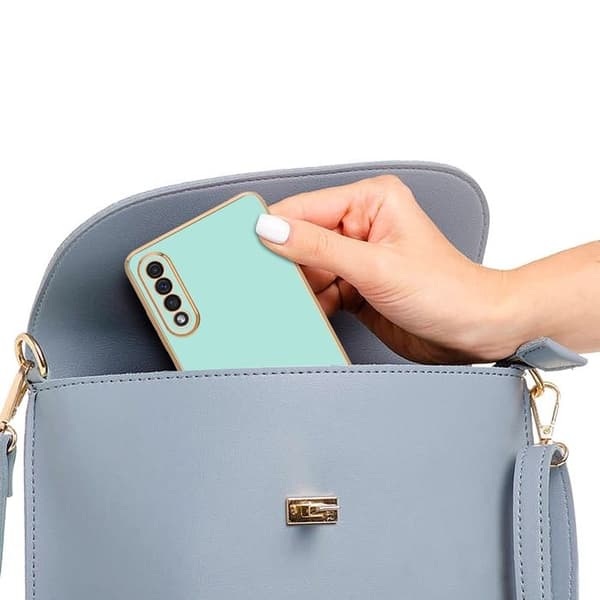 Skydd för Samsung Galaxy A50 4G / A50s / A30s Glansig Mintgrön - Guld med skydd för kamera Grön
