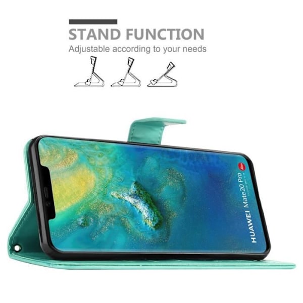 Fodral till Huawei MATE 20 PRO - CADORABO - Blommönster - Imiterat läder - Stativfunktion - 3 kortplatser Grön