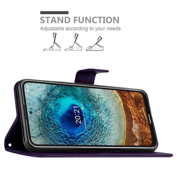 Coque - CADORABO - Nokia X10 / X20 - Blommig - Simili läder - Magnetisk stängning Mörk lila