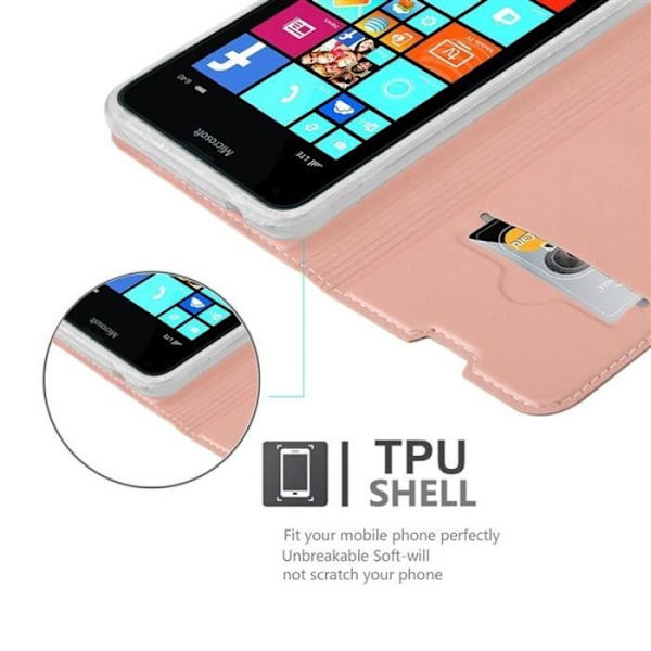 Nokia Lumia 640 Fodral i CLASSY ROSE GOLD från Cadorabo (MATTE METALLIC Design) Fullt skyddsfodral med flip-skydd och