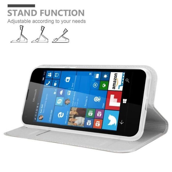 Fodral - CADORABO - Nokia Lumia 550 - Grå - Magnetskydd - Kortfack Grå