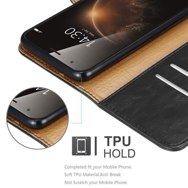 Fodral till Huawei G7 PLUS/G8/GX8 - CADORABO - Svart - Magnetisk - Mjuk - Stativfunktion Svart