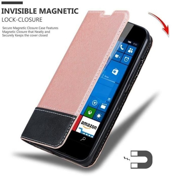 Coque plånbok - CADORABO - Nokia Lumia 550 - Syntetiskt läder - Magnetisk stängning - Kortfack Svart