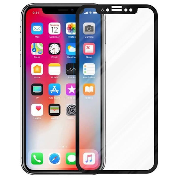 Skärmskydd - CADORABO - iPhone X - XS - Härdat glas - Genomskinlig - Reptålig Transparent, svart
