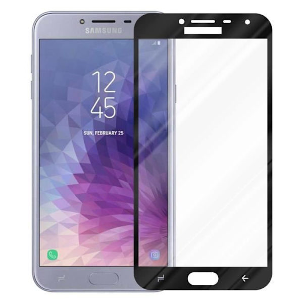 Härdat glas för Samsung Galaxy J4 2018 TRANSP, SVART skyddsfilm Samsung Galaxy J4 2018 komplett skärm Samsung Galaxy J4 2018 TRANSP, SVART
