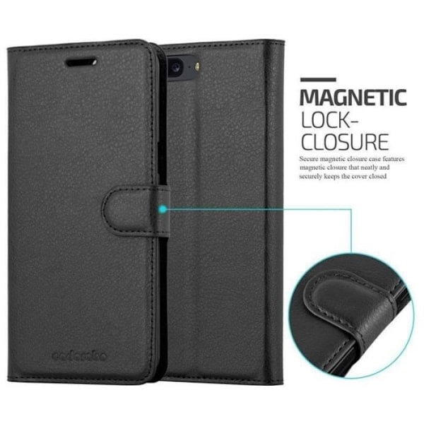 Fodral - CADORABO - OnePlus 5 - Konstläder - Stativfunktion - 3 kortfack Svart