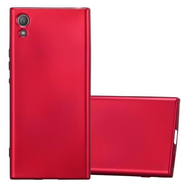 Cadorabo Fodral fungerar med Sony Xperia XA1 i METALLIC RED - Stötsäker och reptålig TPU silikonhölje - Ultra Slim